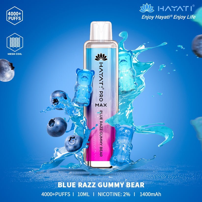 hayati pro max 4000 puffs box of 10 blue razz gummy bear ukvaper wholesale.jpg