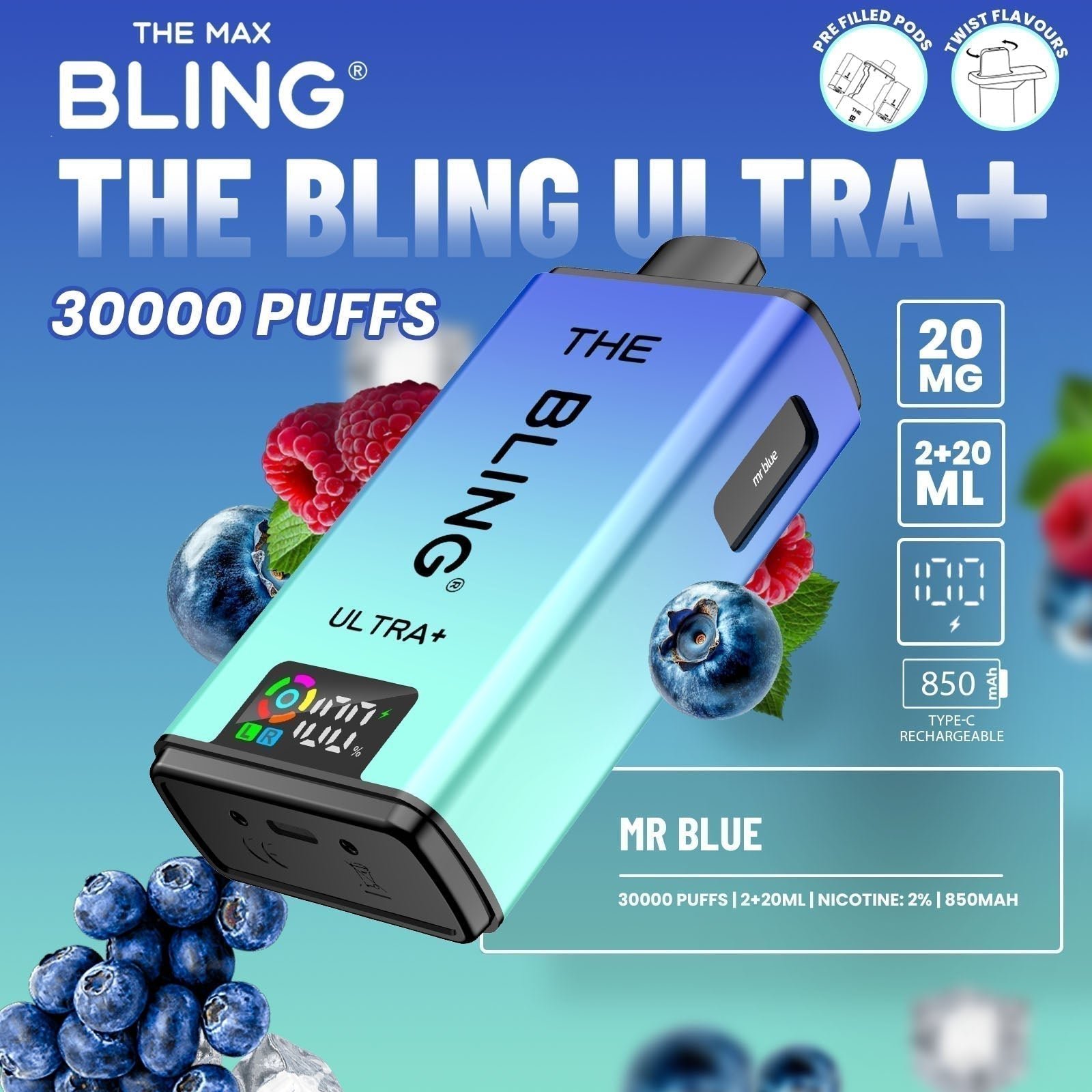 the bling ultra plus 30k prefilled vape pod kit box of 5 mrblue ukvaperwholesale.jpg
